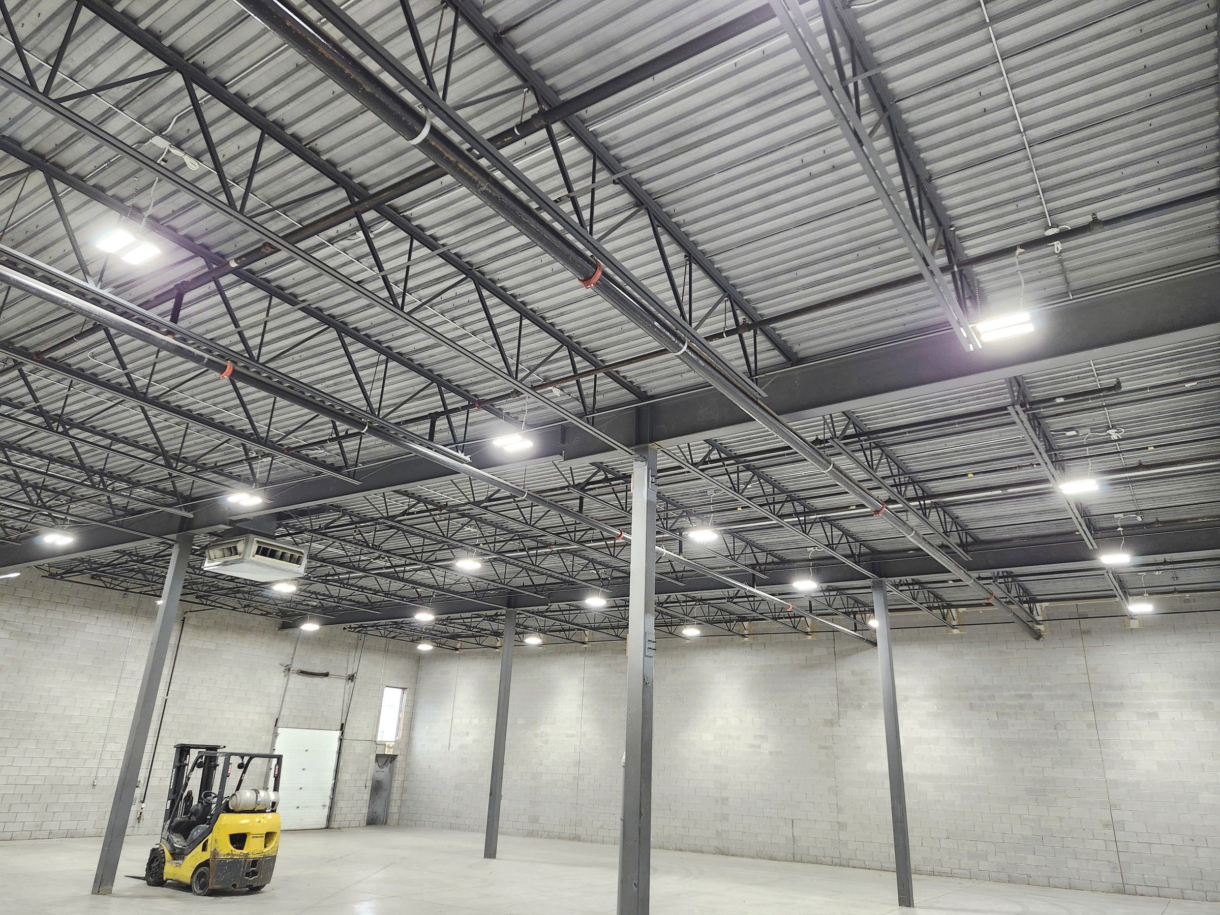 LED high-bay lighting in a warehouse